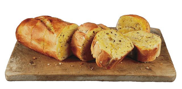 garlic bread on bread board