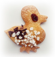 sugary duck shaped cookie made from pasty scraps