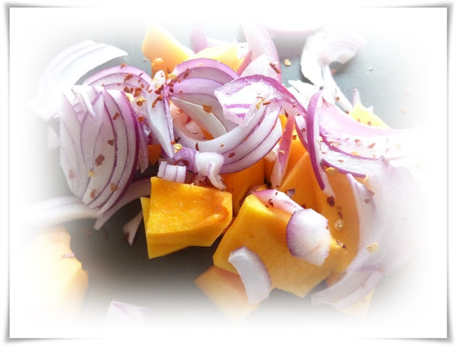 butternut squash with red onions and chilli