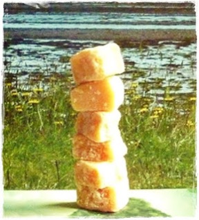 a cairn built of Scottish tablet fudge